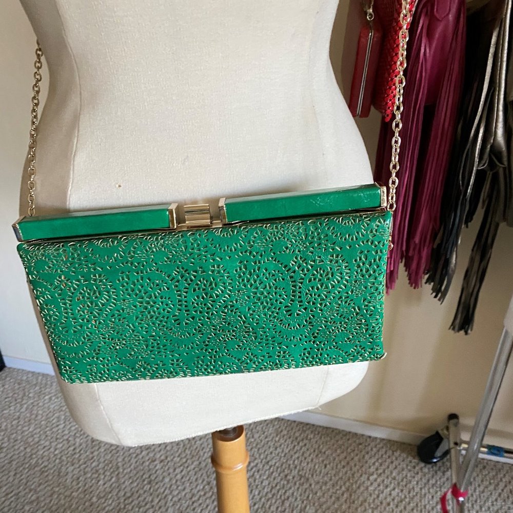 Vintage Laser Cut Green leather purse